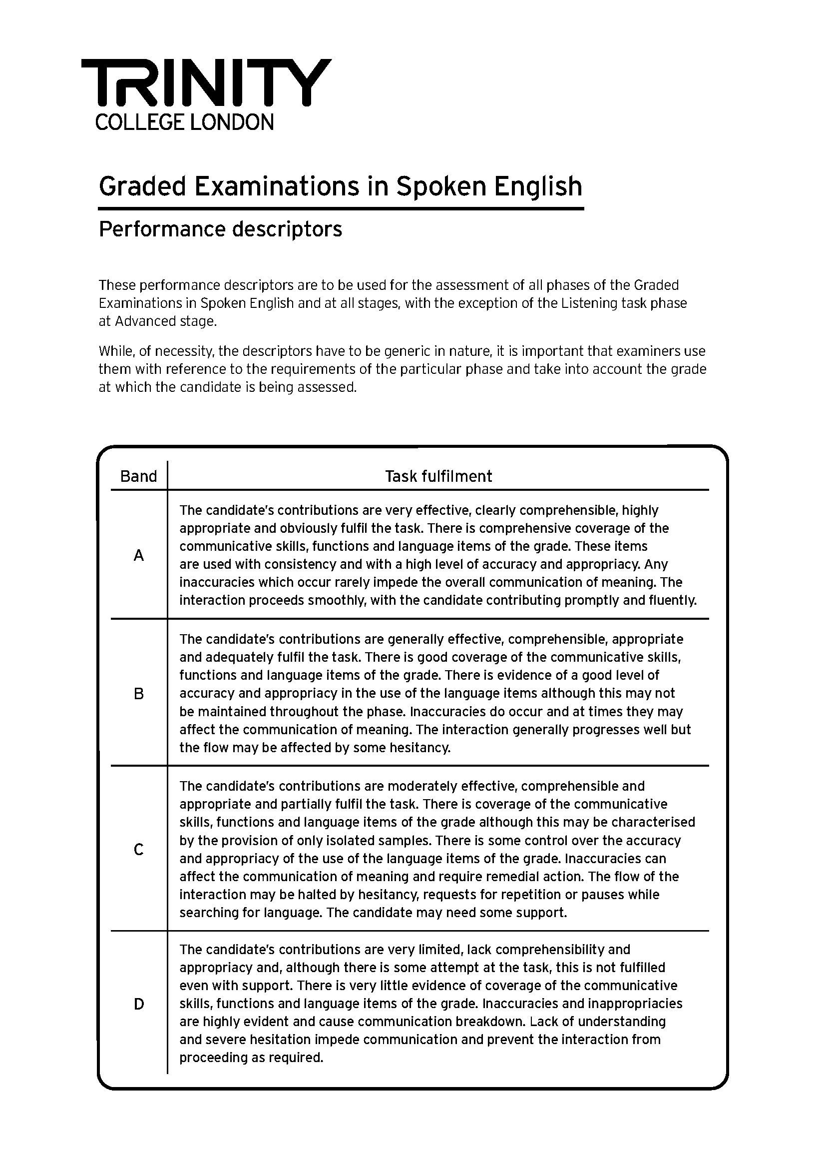 GESE  Performance descriptors