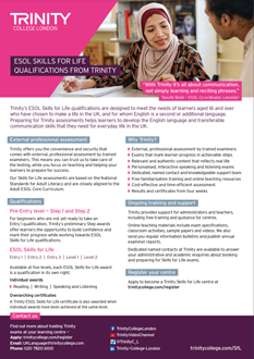 Trinity ESOL Skills for Life Factsheet